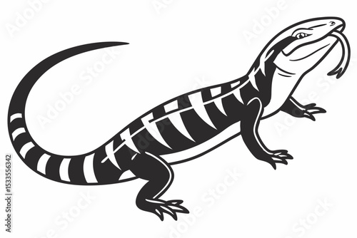 blue tongue skink sihouette black vector