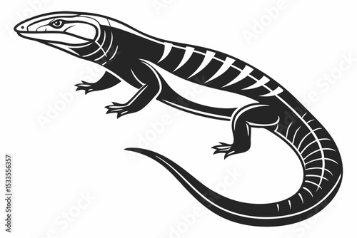 blue tongue skink sihouette black vector