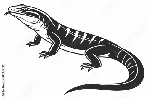 blue tongue skink sihouette black vector