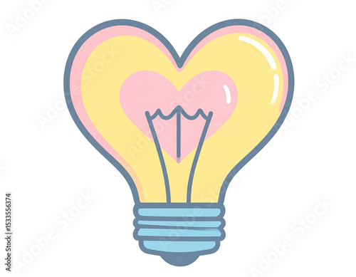Heart Shaped Light Bulb Idea Love Concept Illustration Design