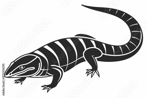 blue tongue skink sihouette black vector