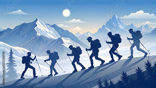 people in the mountains