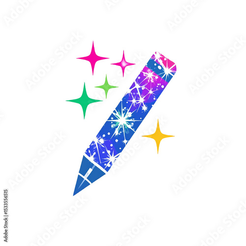 Magical Sparkling Pencil Design Element for Creativity Projects