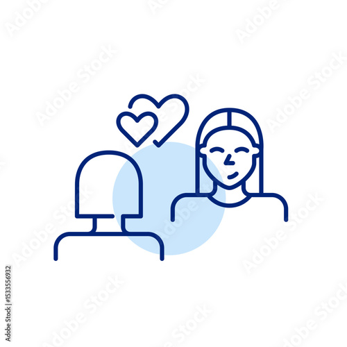 Two girls on a romantic date. Women love relationships. Pixel perfect, editable stroke icon