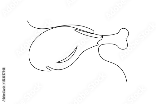 Fried chicken drumstick one line drawing illustration
