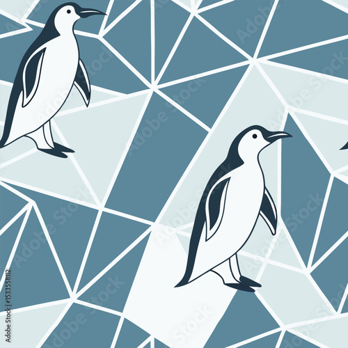 Iceberg abstraction in vector, sharp white triangles and cold blue water