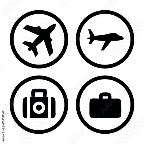 Travel icons airplane and luggage symbols