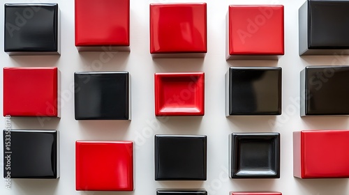 Dynamic red and black cubes in artistic layout


