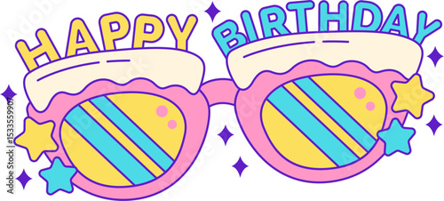 Fun Cute Flat Birthday Groovy Illustration. Party Icon Concept Isolated
