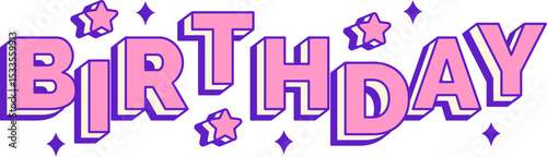 Birthday Fun Cute Groovy Flat Illustration. Party Icon Concept Isolated