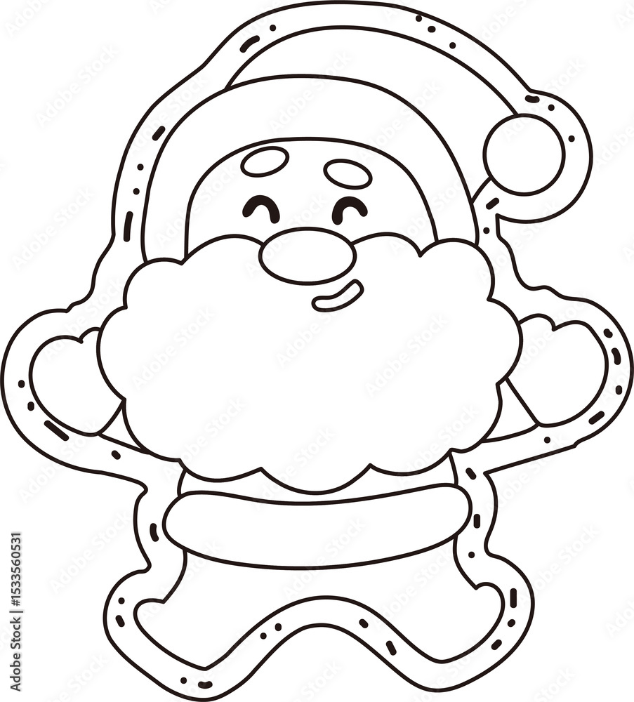 Fototapeta premium Happy Santa Claus Cookie Coloring Page