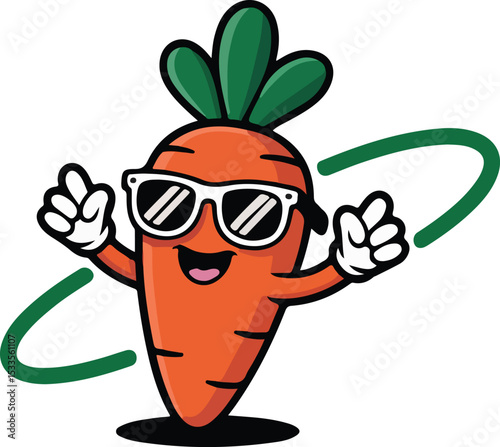 Carrot, complete with sunglasses and gloves, strikes a pose of confidence and coolness