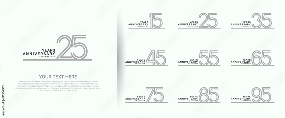 Fototapeta premium logo anniversary set. grey color with long line on white background for special event
