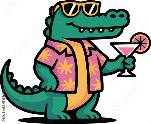 Cool Alligator with Cocktail