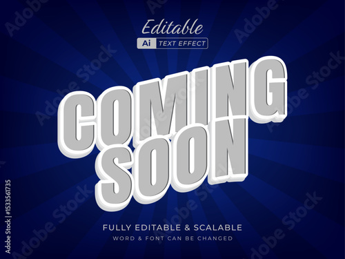 coming soon 3d text effect. bold and strong font. Perfect for advertising purposes.
