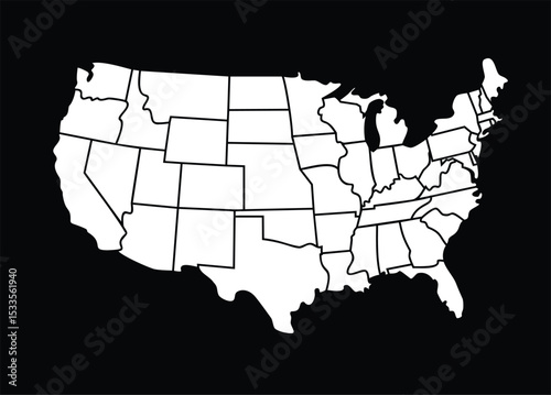 USA Map Vector Illustration with Shaded States