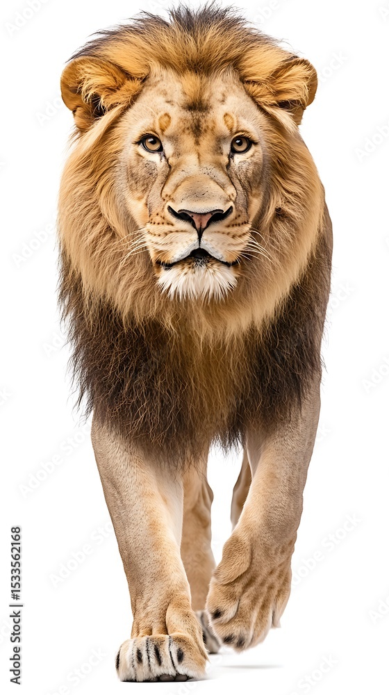 Obraz premium rendering of a big male lion isolated on white background.
