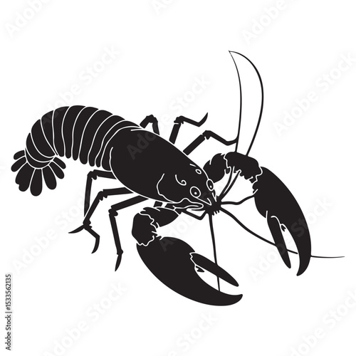  lobster silhouette on white background. vector illustration eps 10