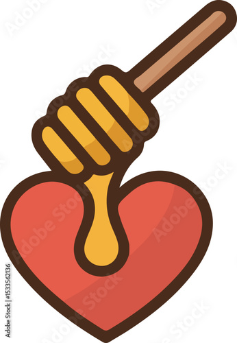 Honey dipping into a heart shape