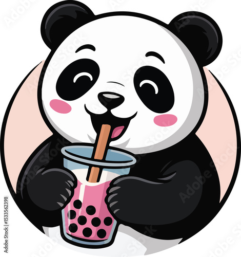 Panda Enjoying Bubble Tea