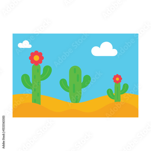 A vibrant vector illustration depicts a spring landscape with a tree and various flowers under a clear sky, embodying the beauty of nature