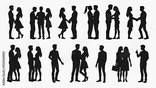 Dating and Couples Relationships Icons – Love, Romance, and Partnership Symbol Set