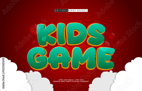 kids game editable text effect with a play and kids text effect