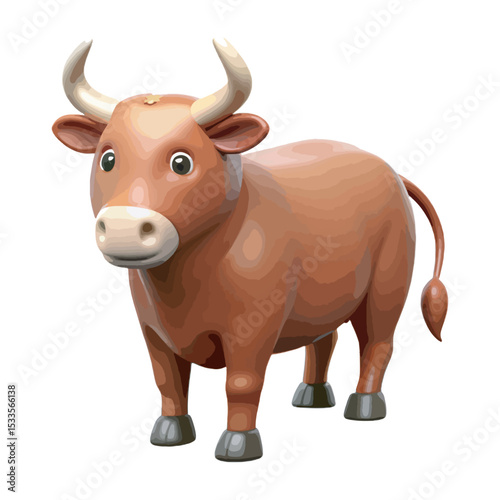 3D Ox vector art.