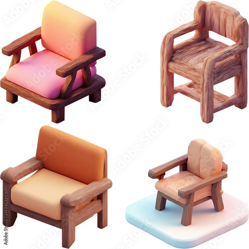 set of furniture wood chair