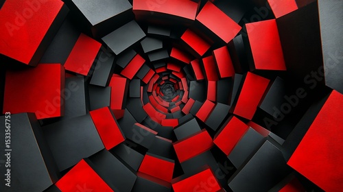 Red and black cube formation on dark backdrop

