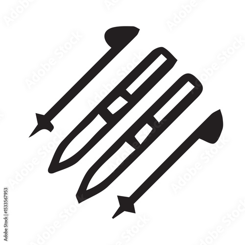 Crossed Ski Poles Line Icon