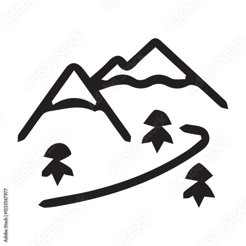Mountain Line Icon for Travel and Adventure
