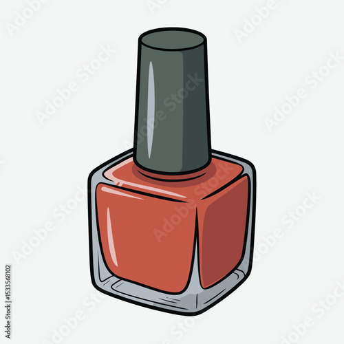 Single Bottle of Red Nail Polish Cartoon Illustration