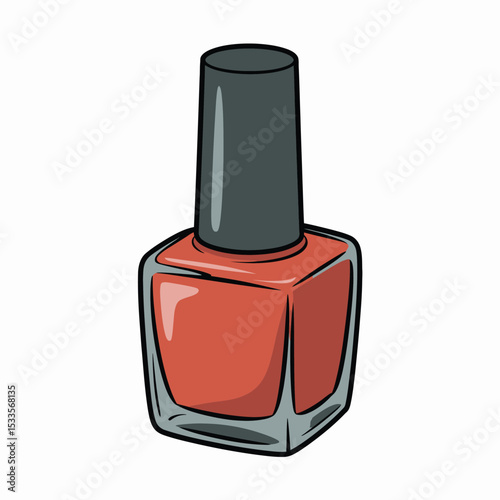 Single Bottle of Red Nail Polish Illustration