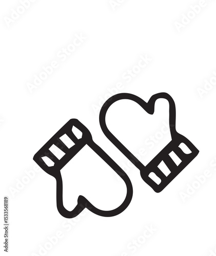 Winter Mittens Line Icon for Cold Weather