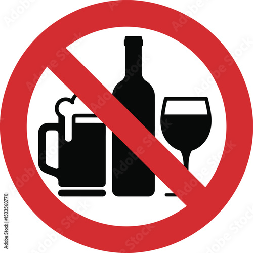No Alcohol Allowed Sign Red Circle Prohibition Symbol