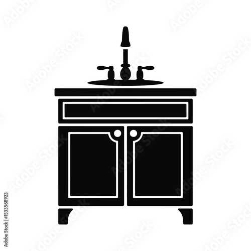 Classic Bathroom Vanity with Sink and Faucet Icon