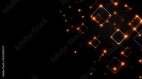 Geometric shapes with glowing outlines.