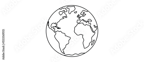Simple Line Drawing of the Earth Globe