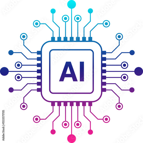 Ai processor icon. Microchip, CPU, Motherboard and artificial intelligence concept