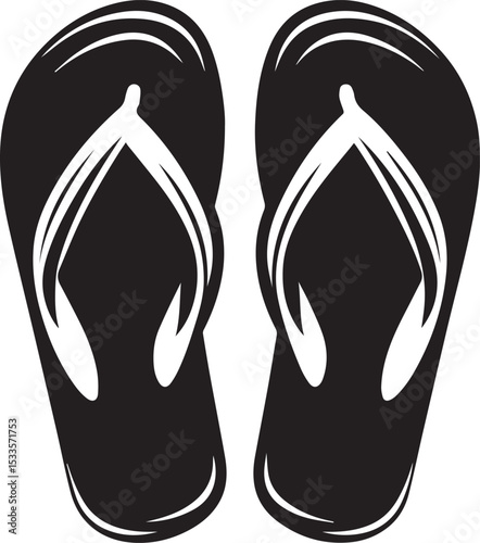 Black and White Flip-Flops Vector Silhouette	
