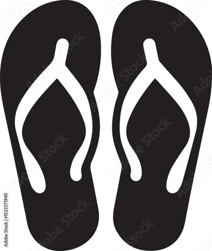 Black and White Flip-Flops Vector Silhouette	
