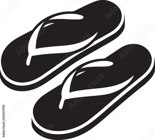 Black and White Flip-Flops Vector Silhouette	

