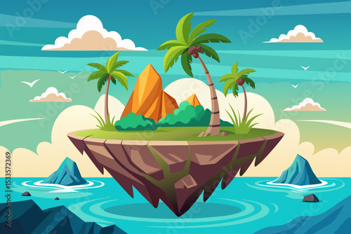 Tropical island paradise with palm trees on a summer beach