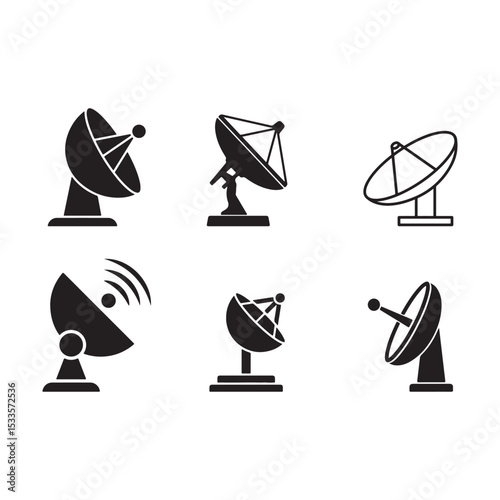 Web Design and Travel Icon Set in Black Silhouette Style