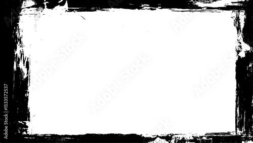 Textured black grunge frame vector illustration. Grungy painted texture border background.