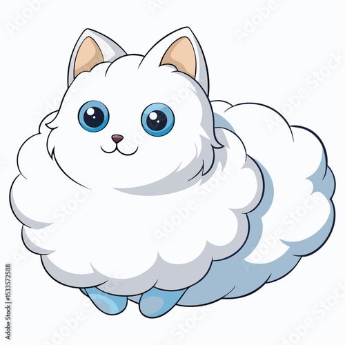 a fluffy white cat stretches gracefully, showing its flexible body and soft fur on a light background.