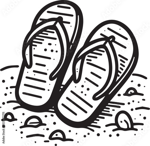 Black and White Flip-Flops Vector Silhouette	

