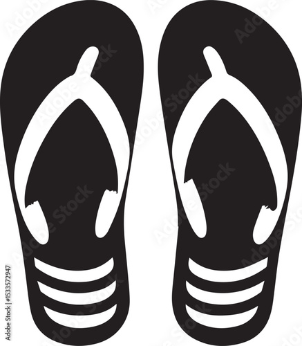 Black and White Flip-Flops Vector Silhouette	
