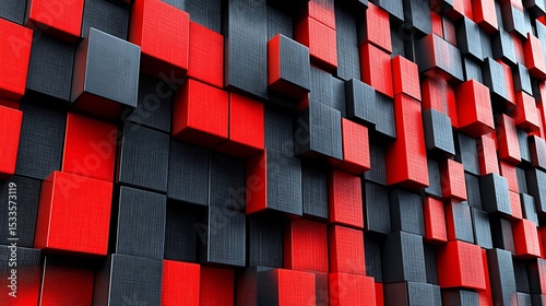Floating cubes arranged in red and black contrast

